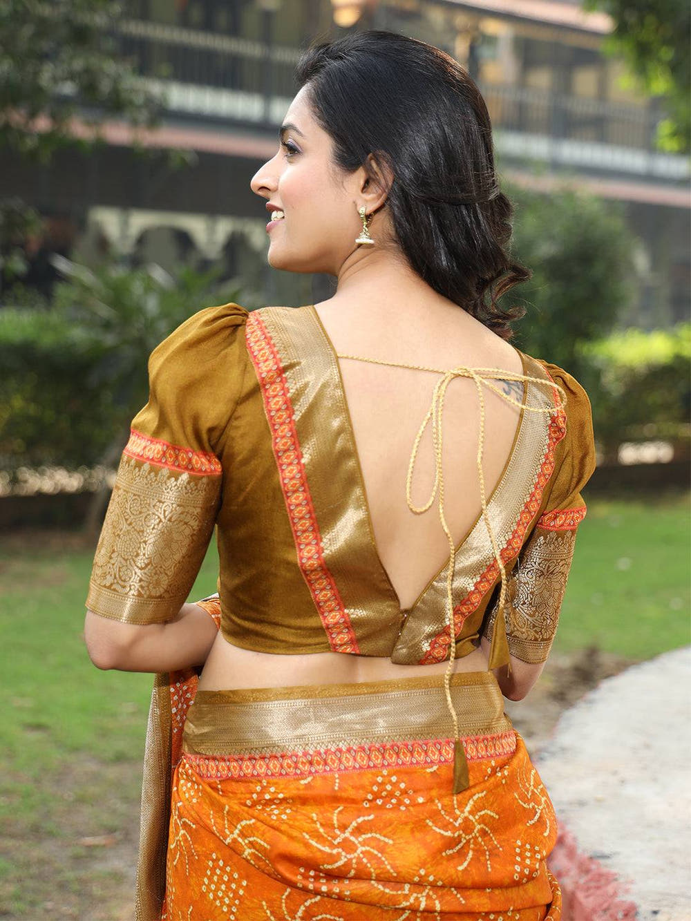 Orange Pure Viscose Dola Silk Saree with Mughal Print Border - Luxe