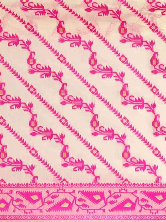 Jamdani Pink Colour Ethnic Motif Design Silk Cotton Saree