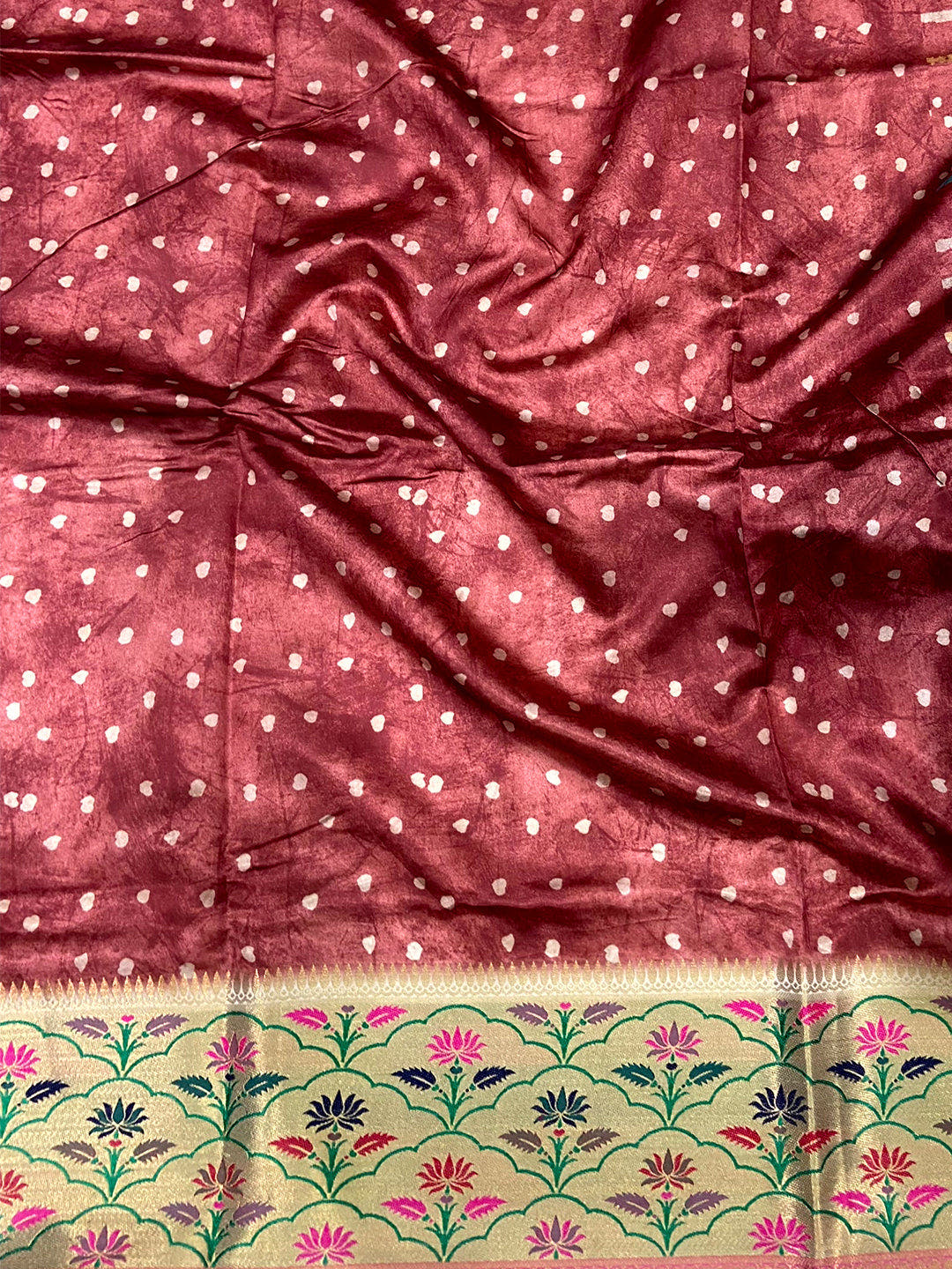Maroon Freehand Digital Print Soft Silk Saree