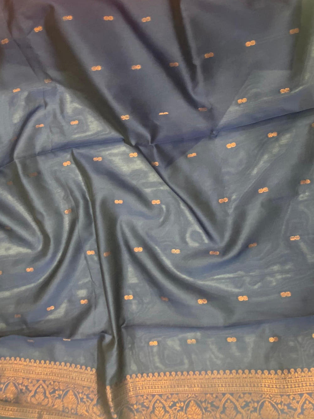 Navy Kanjivaram Tissue Saree With Gold Zari Weaving