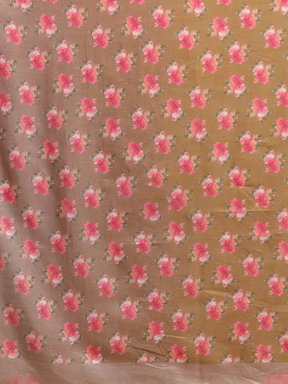 Beige Colour Soft Linen Flower Digital Print Festive Saree