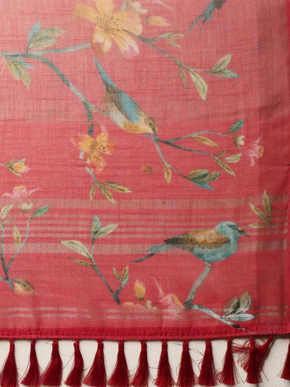 Beautiful Mustard Colour Soft Linen Digital Print Saree
