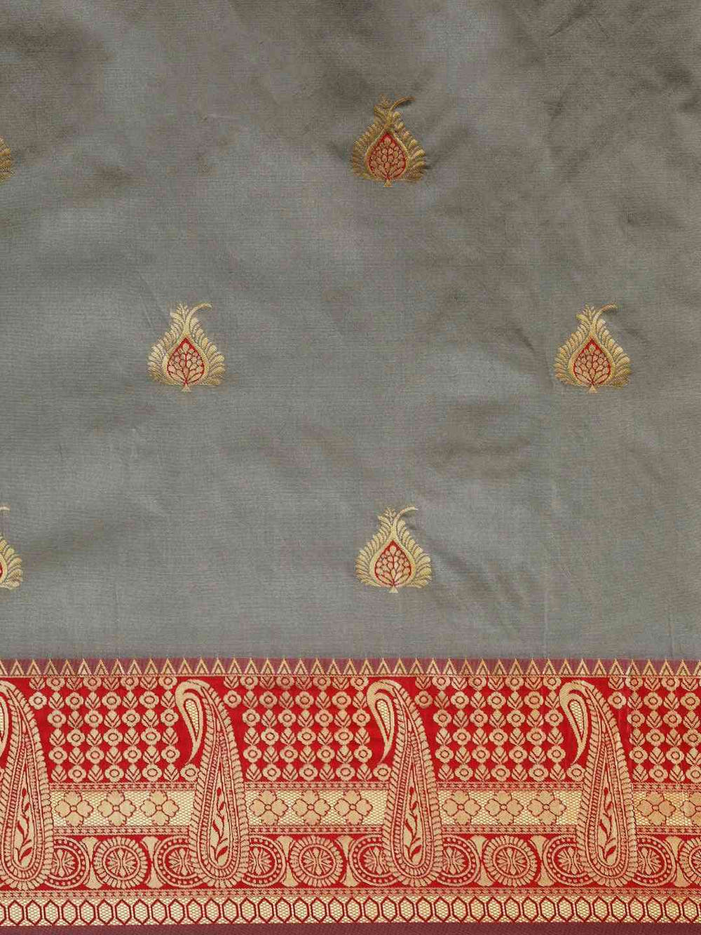 Banarasi Silk Grey Colour Woven Design Ethnic Motifs Saree