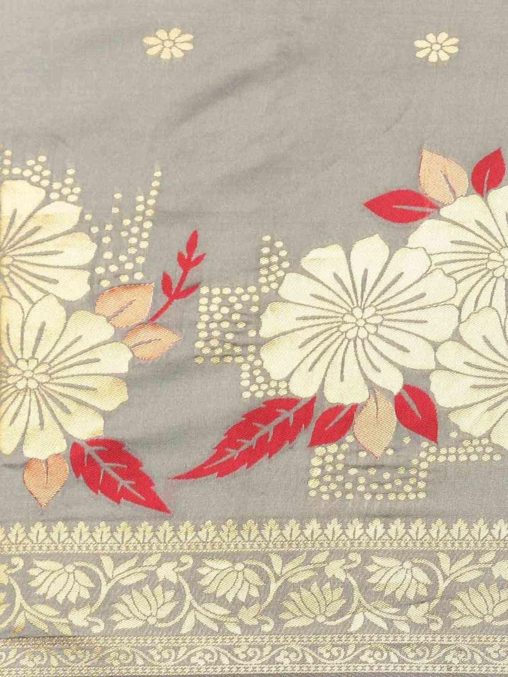 Banarasi Silk Grey Colour Print Saree