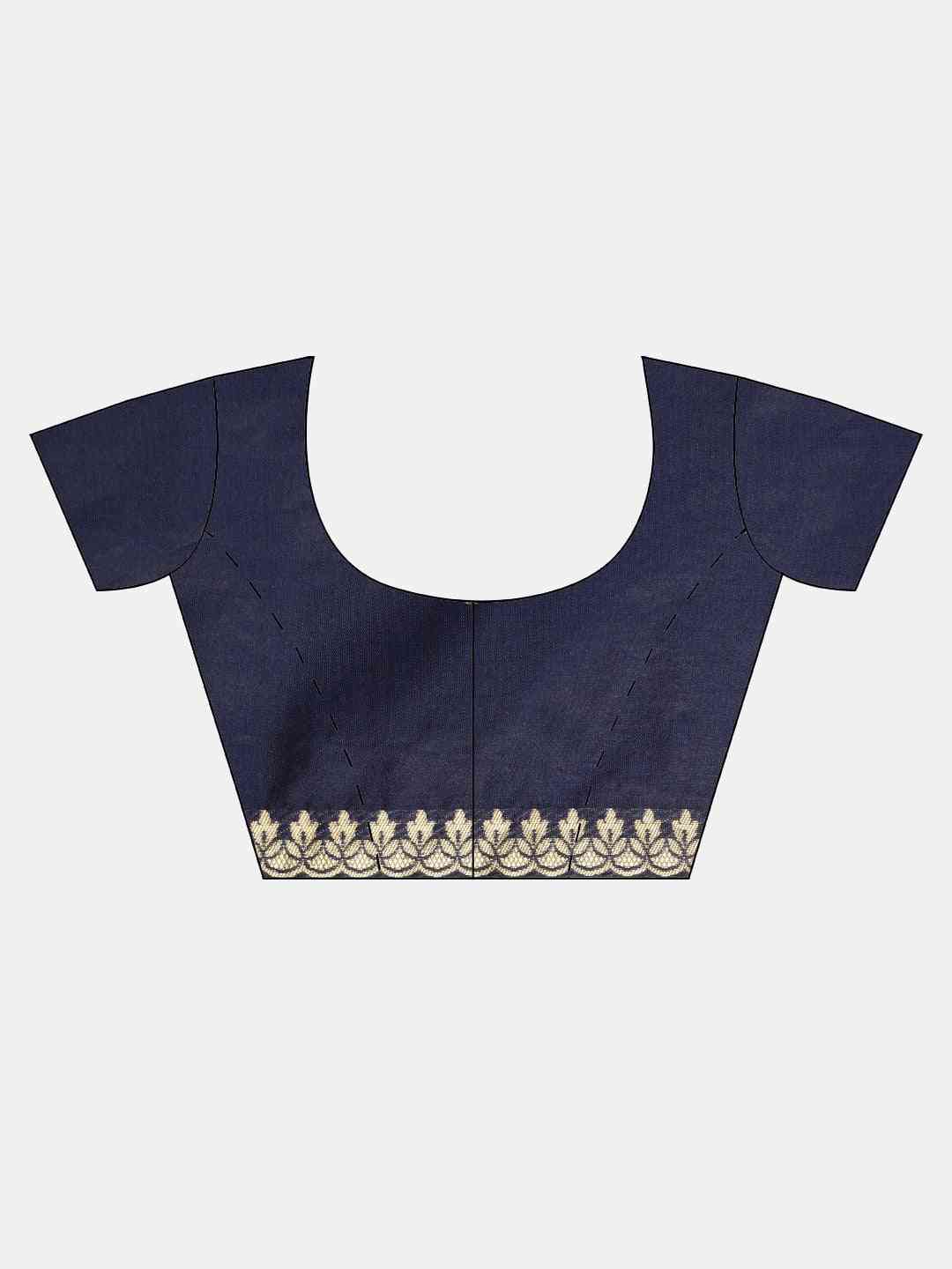 Banarasi Silk Navy Colour Print Saree