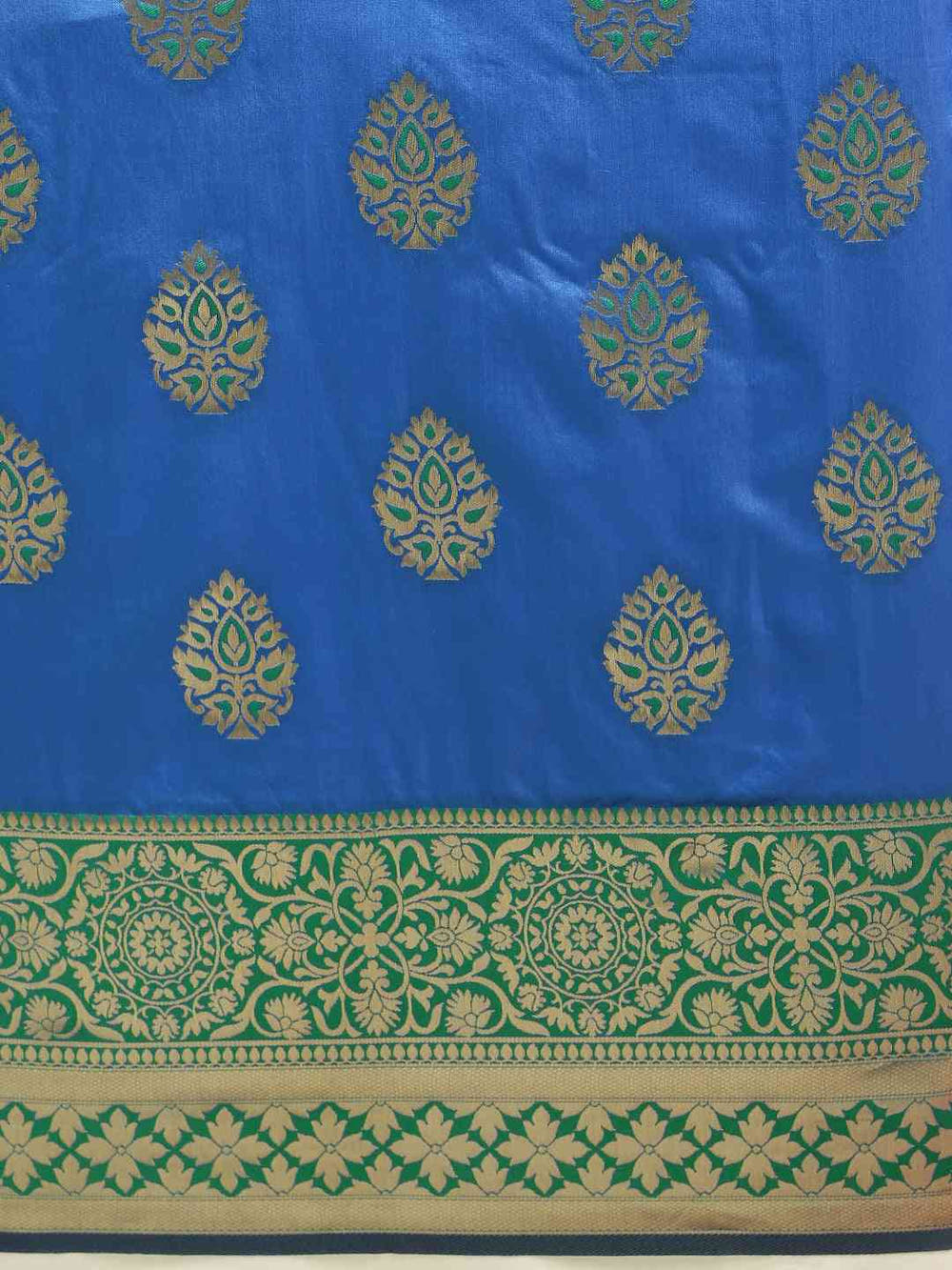 Banarasi Silk Royal Blue Colour Woven Design And Zari Border Saree