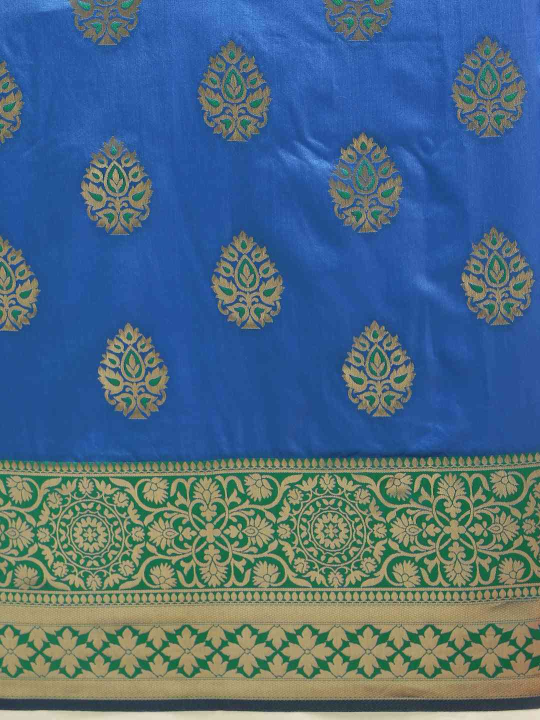 Banarasi Silk Royal Blue Colour Woven Design And Zari Border Saree