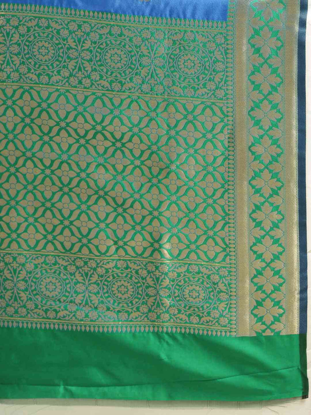 Banarasi Silk Royal Blue Colour Woven Design And Zari Border Saree