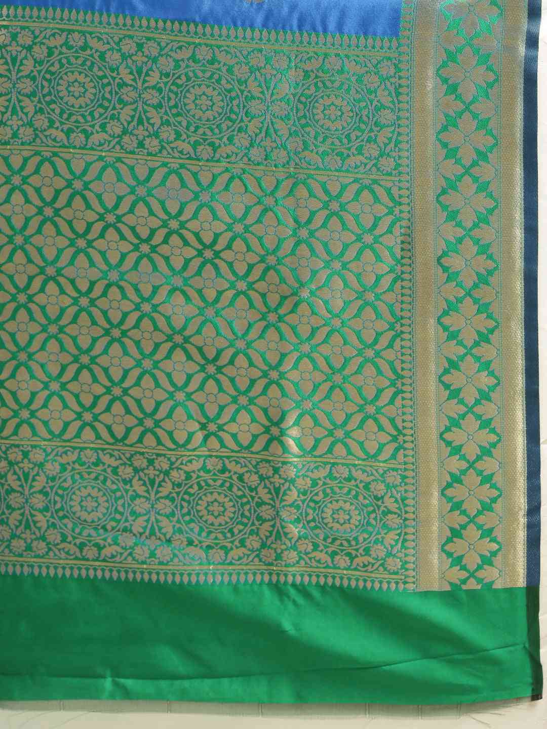 Banarasi Silk Royal Blue Colour Woven Design And Zari Border Saree