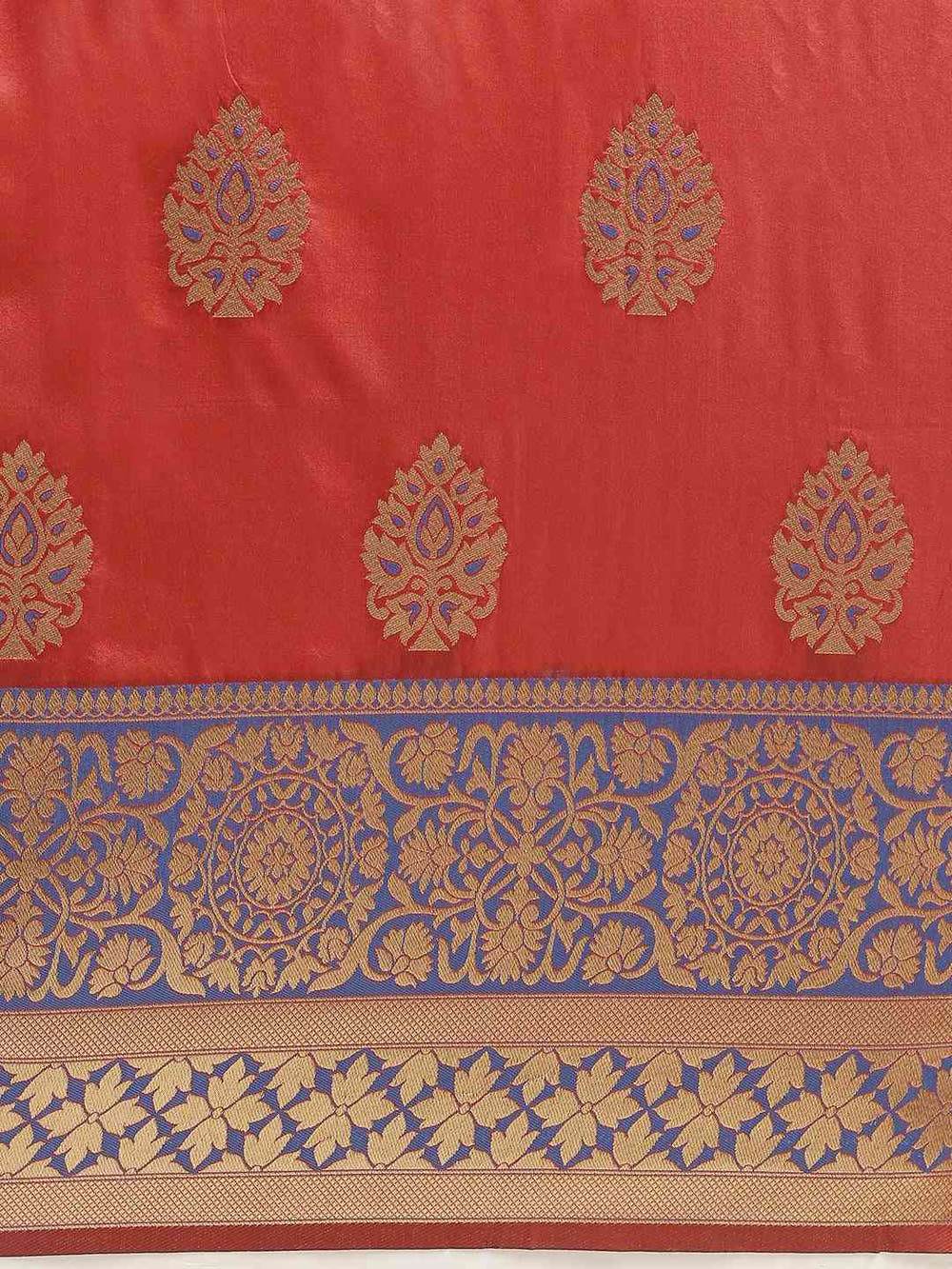 Banarasi Silk Red Colour Woven Design And Zari Border Saree