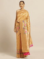Banarasi Geometric Design Mustard Colour Katan Silk Saree