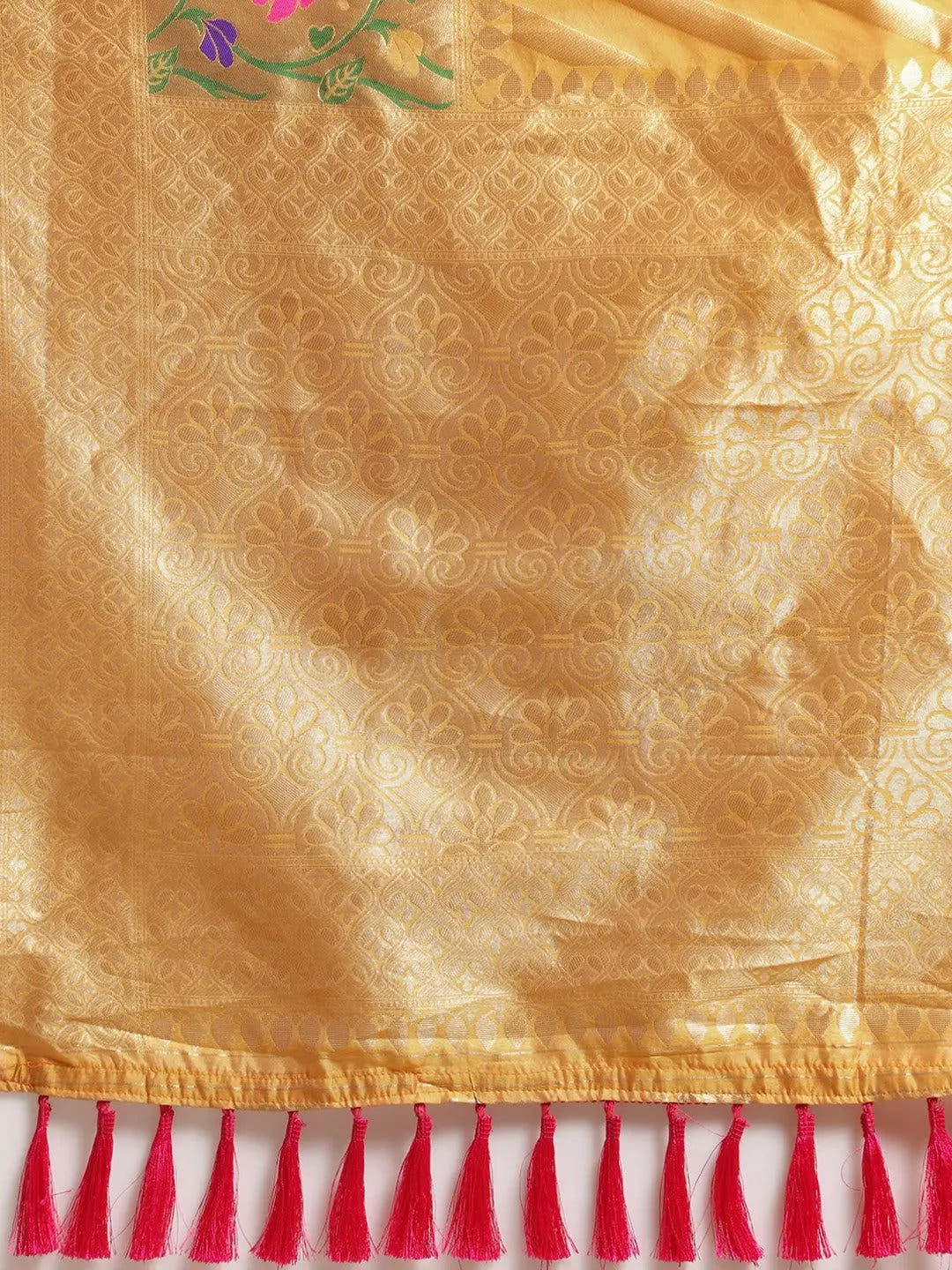 Banarasi Geometric Design Mustard Colour Katan Silk Saree
