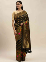Banarasi Black Colour Ethnic Motifs Print Silk Cotton Saree