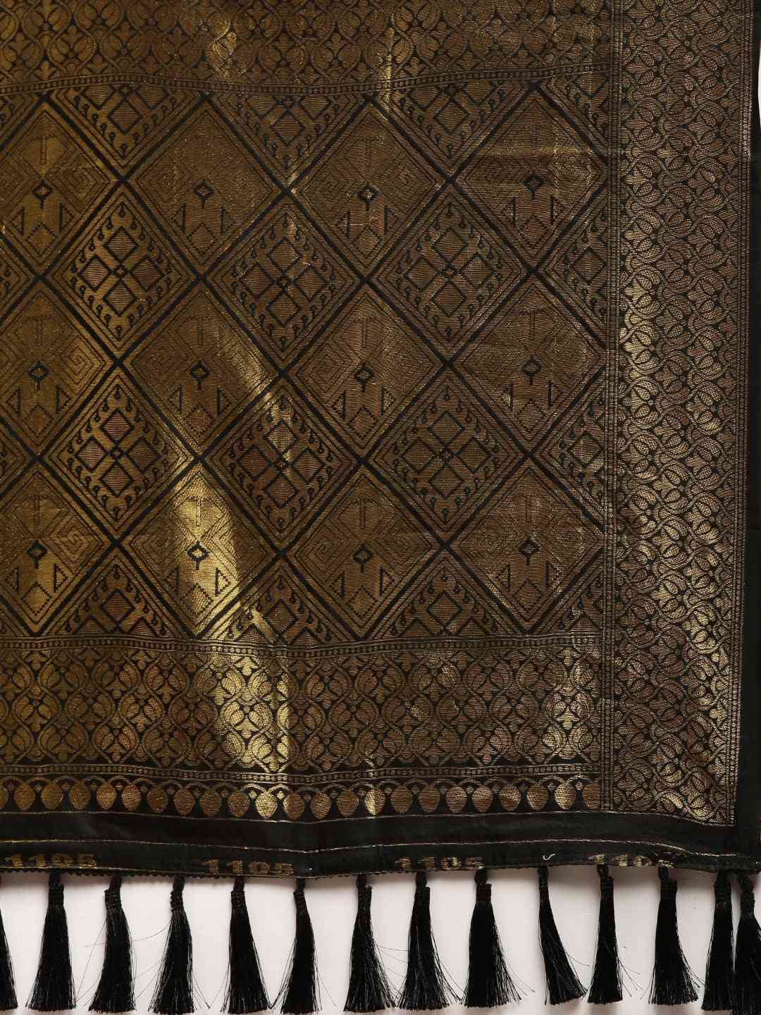 Banarasi Black Colour Ethnic Motifs Print Silk Cotton Saree
