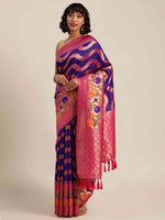 Banarasi Geometric Printed Purple Colour Zari Silk Saree
