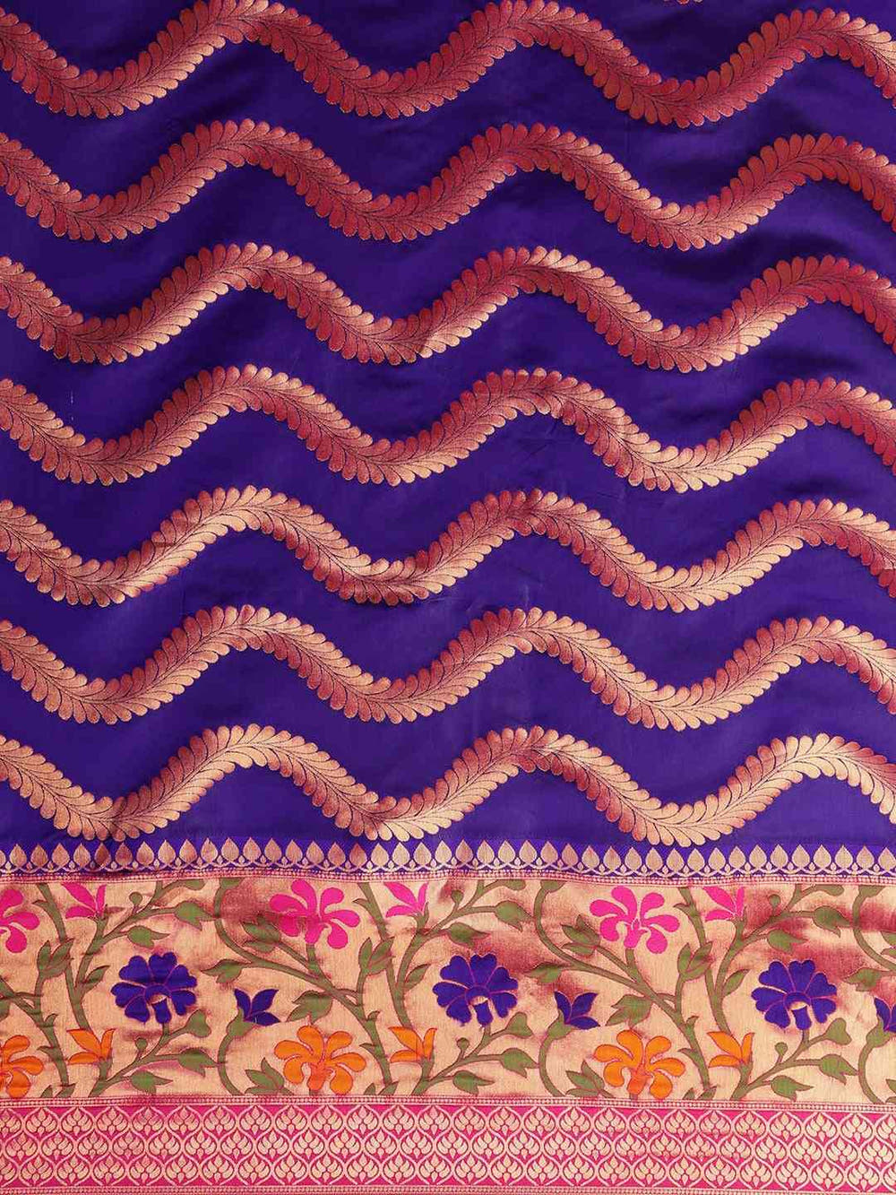 Banarasi Geometric Printed Purple Colour Zari Silk Saree