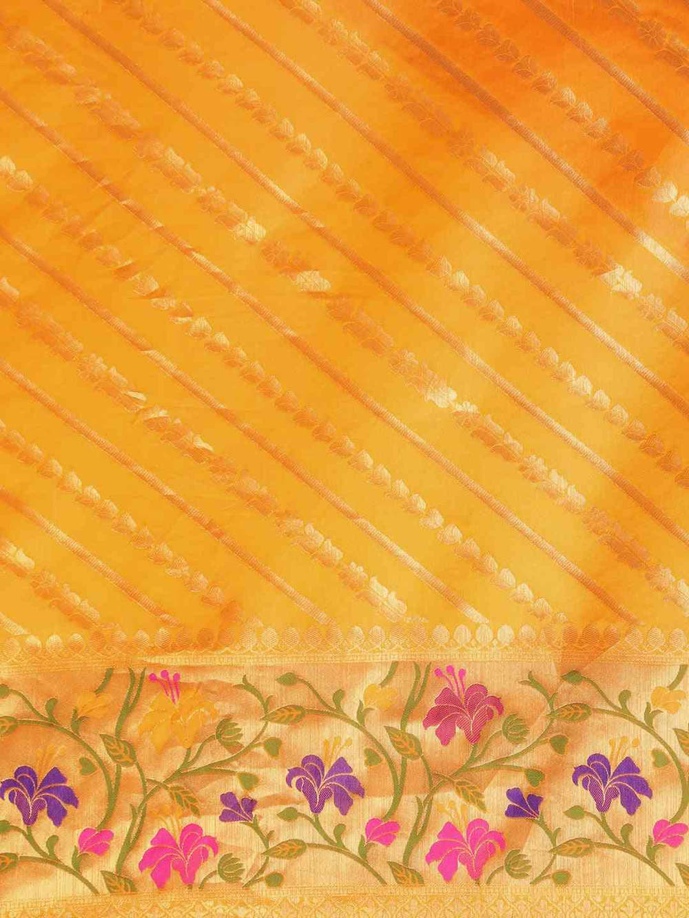 Banarasi Orange Colour Ethnic Motifs Print Silk Cotton Saree