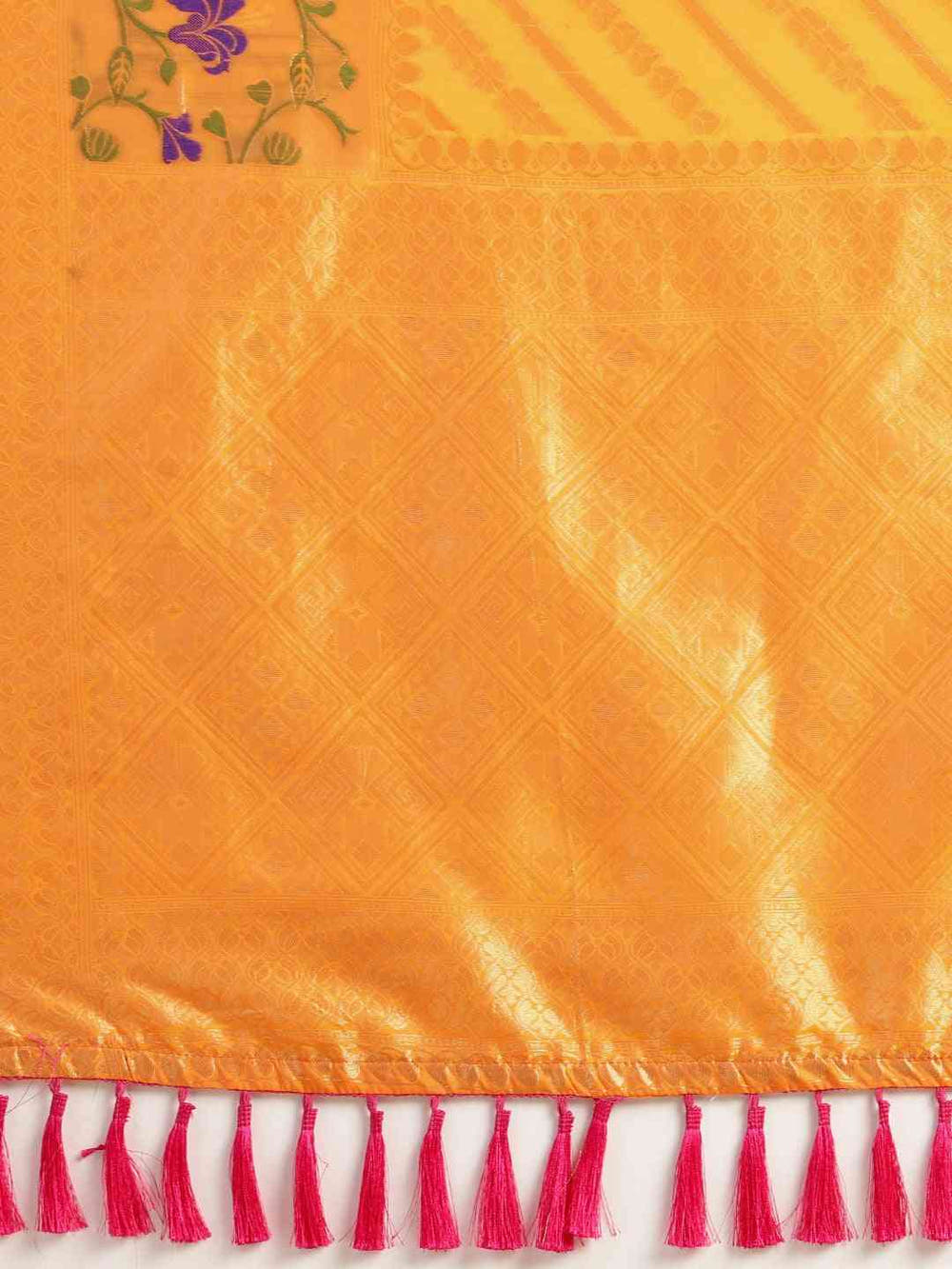 Banarasi Orange Colour Ethnic Motifs Print Silk Cotton Saree