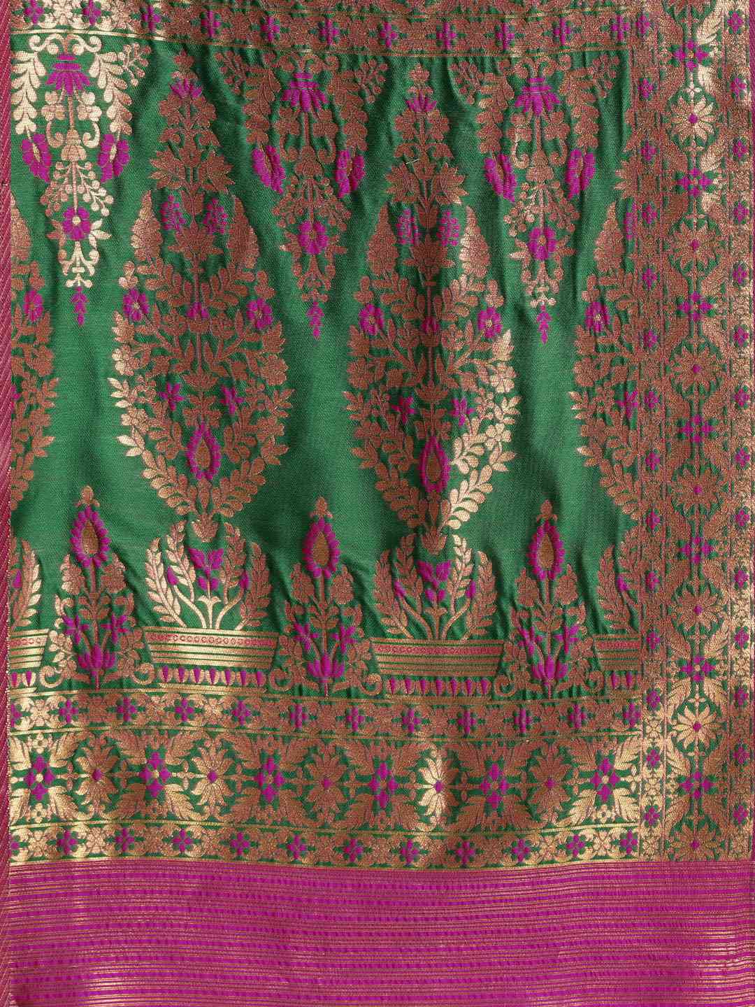 Stylish Rani Colour Silk Woven Design Banarasi Saree