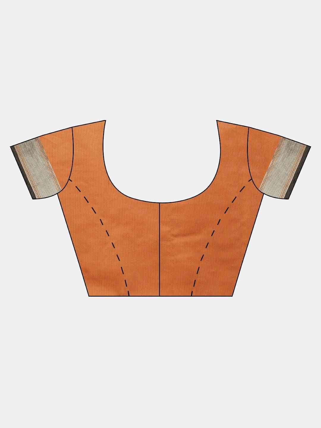 Banarasi Orange Colour Woven Design With Zari Border Saree