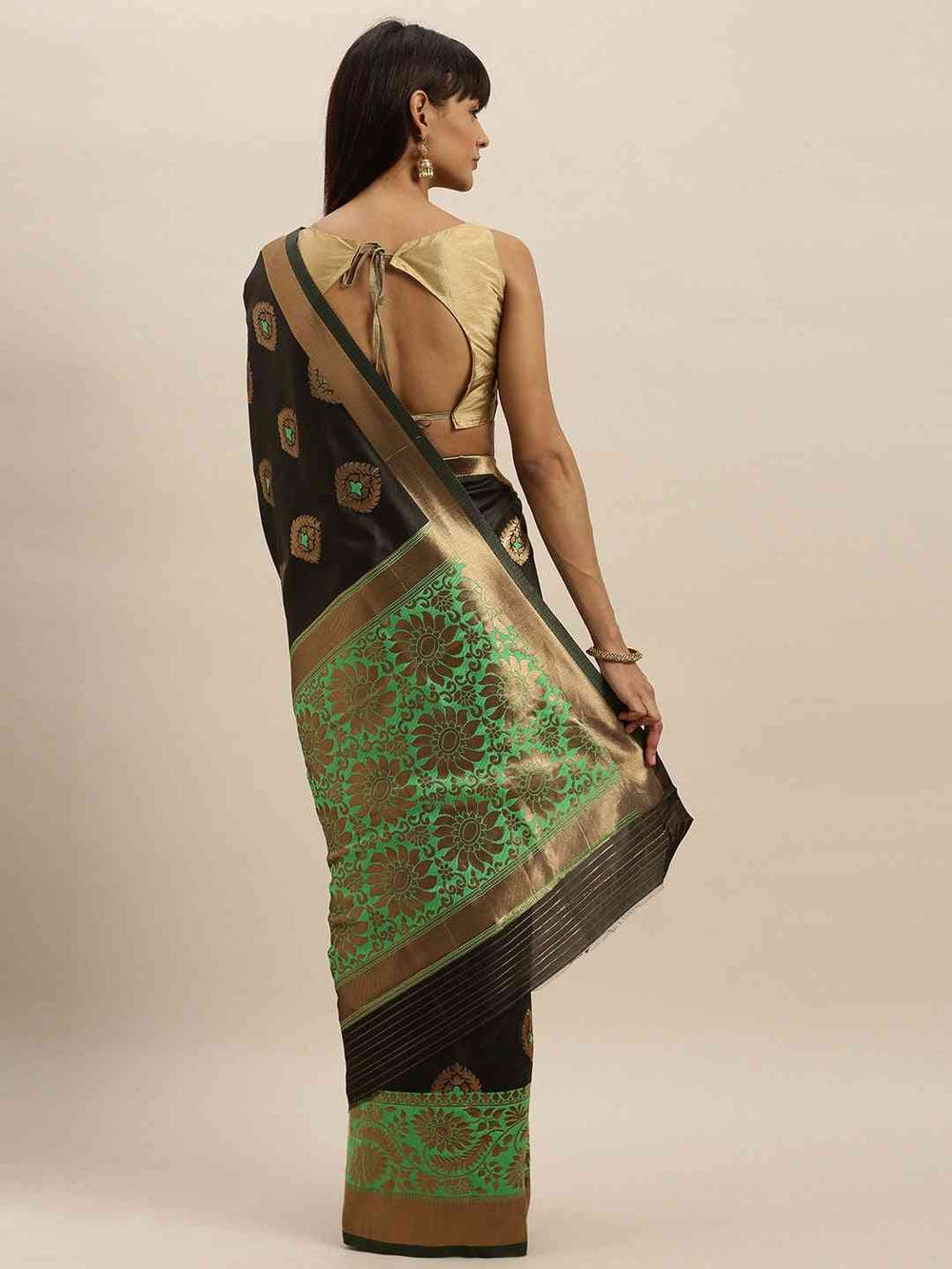Banarasi Lime Colour Woven Design With Zari Border Saree