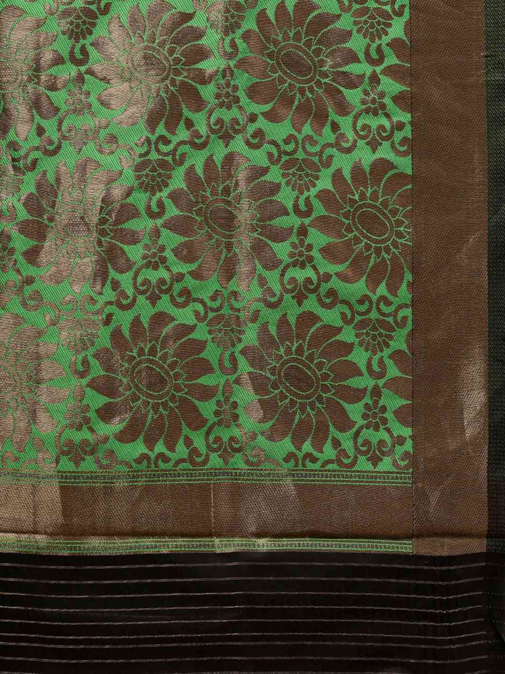 Banarasi Lime Colour Woven Design With Zari Border Saree