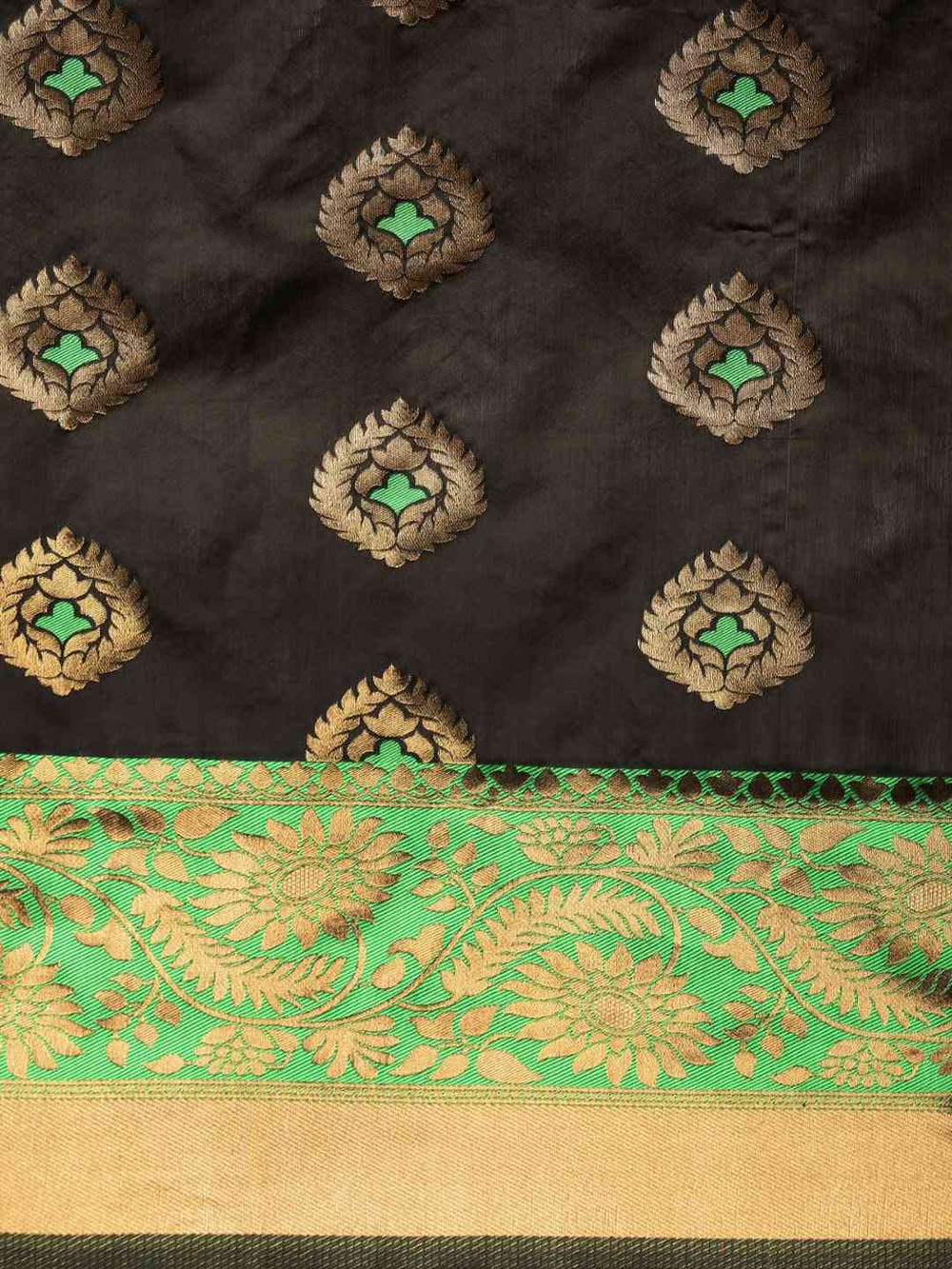 Banarasi Lime Colour Woven Design With Zari Border Saree