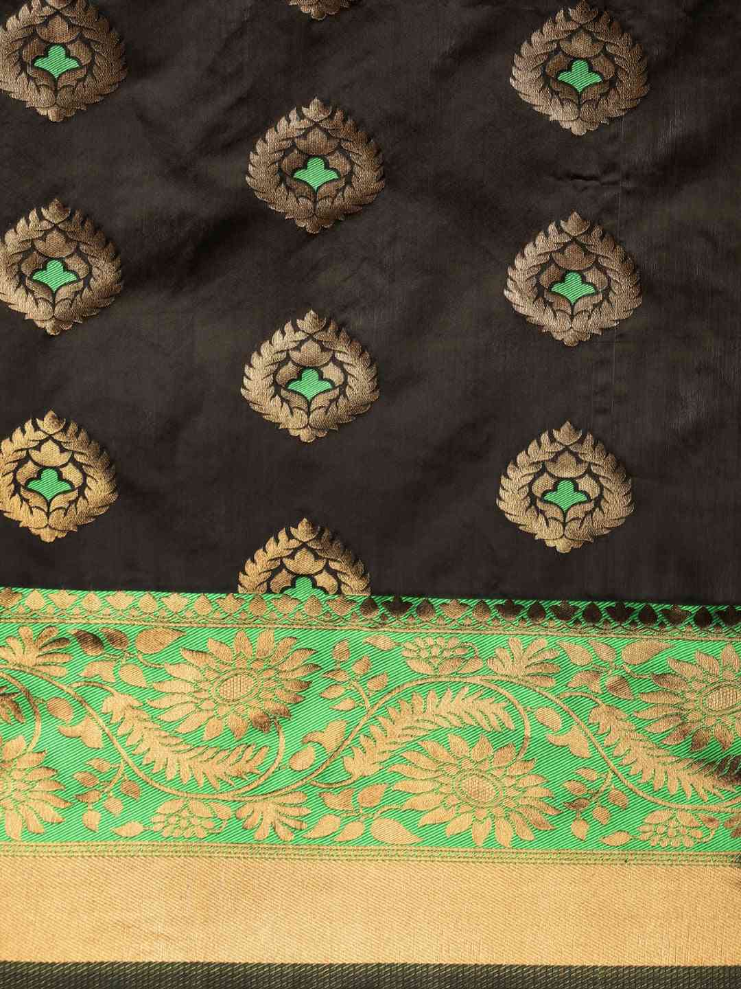 Banarasi Lime Colour Woven Design With Zari Border Saree