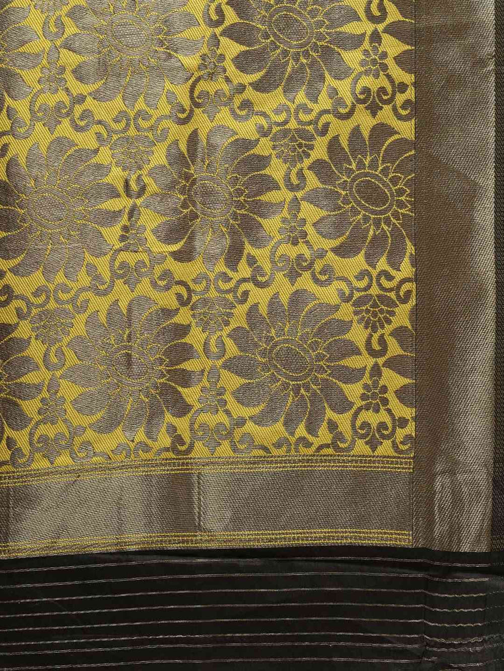 Banarasi Yellow Colour Woven Design With Zari Border Saree