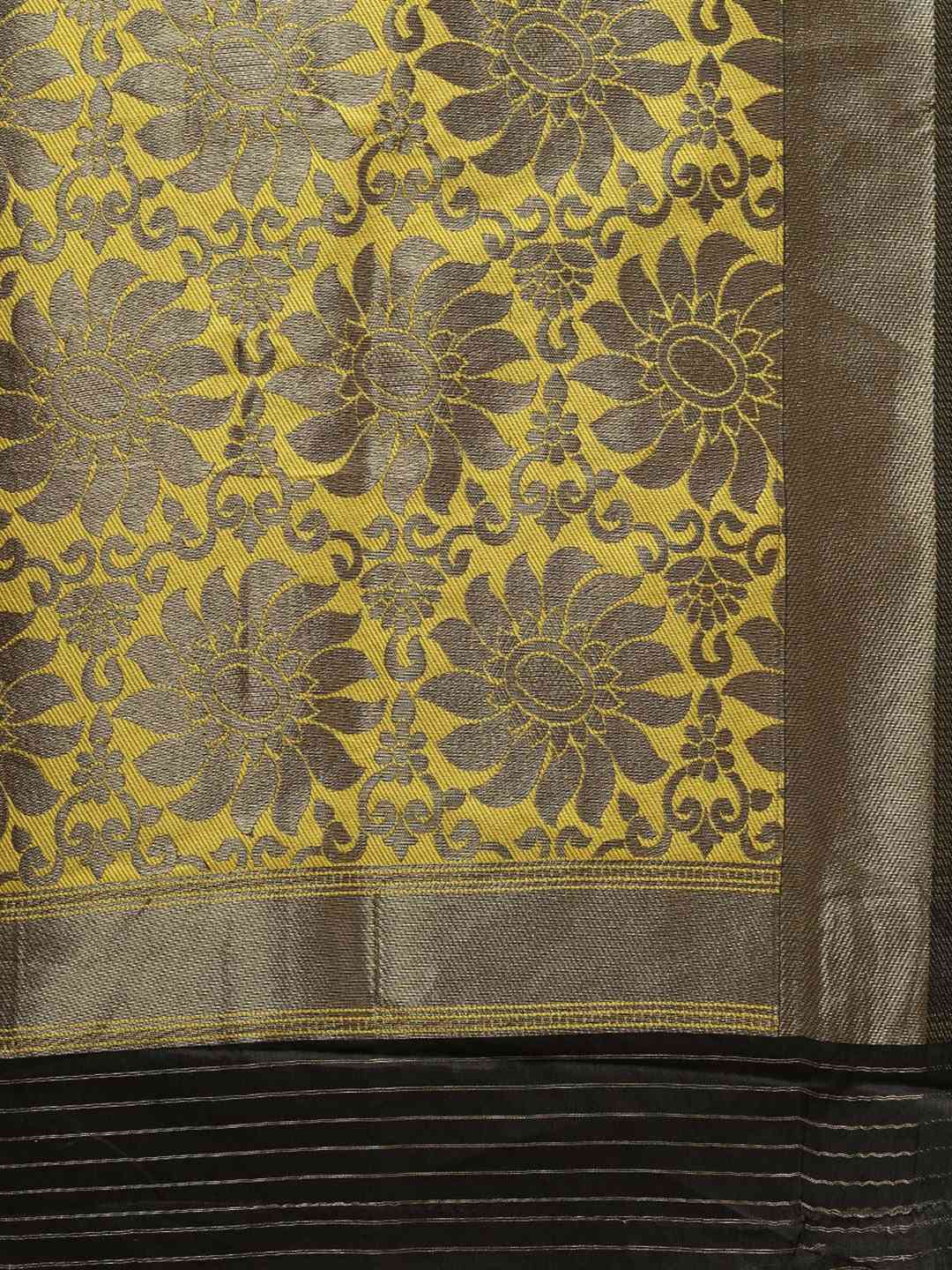 Banarasi Yellow Colour Woven Design With Zari Border Saree