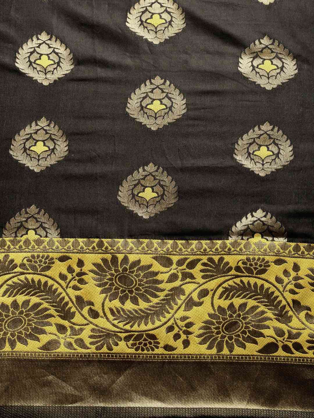 Banarasi Yellow Colour Woven Design With Zari Border Saree