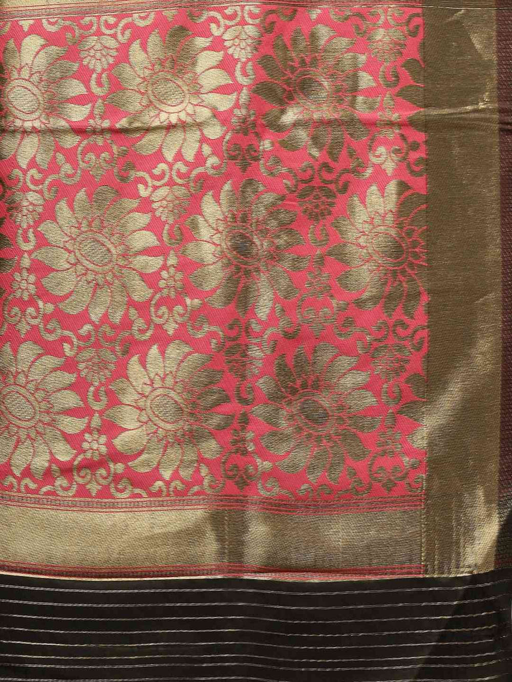 Banarasi Gajari Colour Woven Design With Zari Border Saree