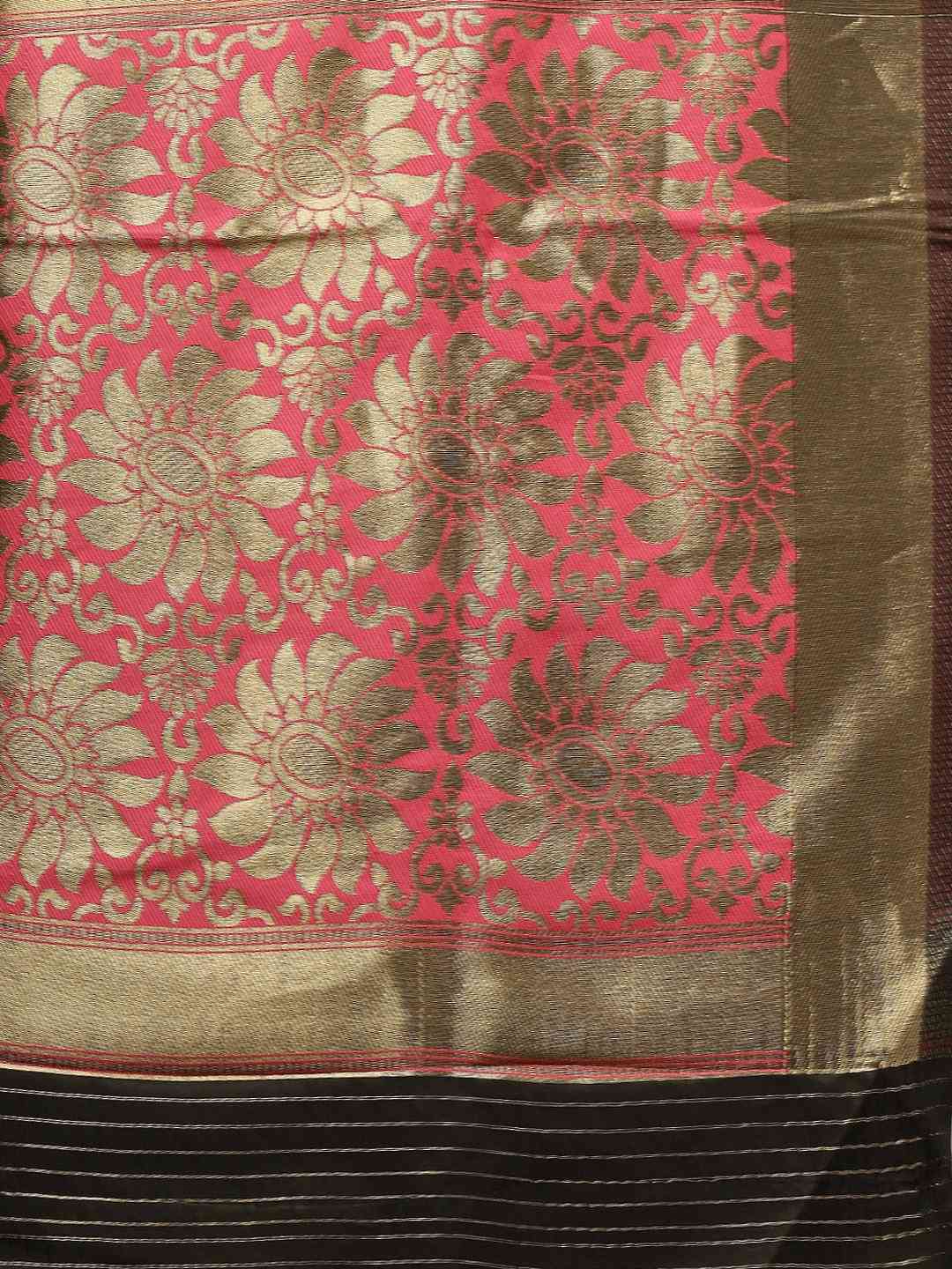 Banarasi Gajari Colour Woven Design With Zari Border Saree