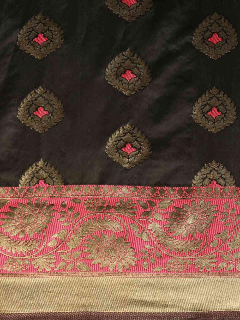 Banarasi Gajari Colour Woven Design With Zari Border Saree