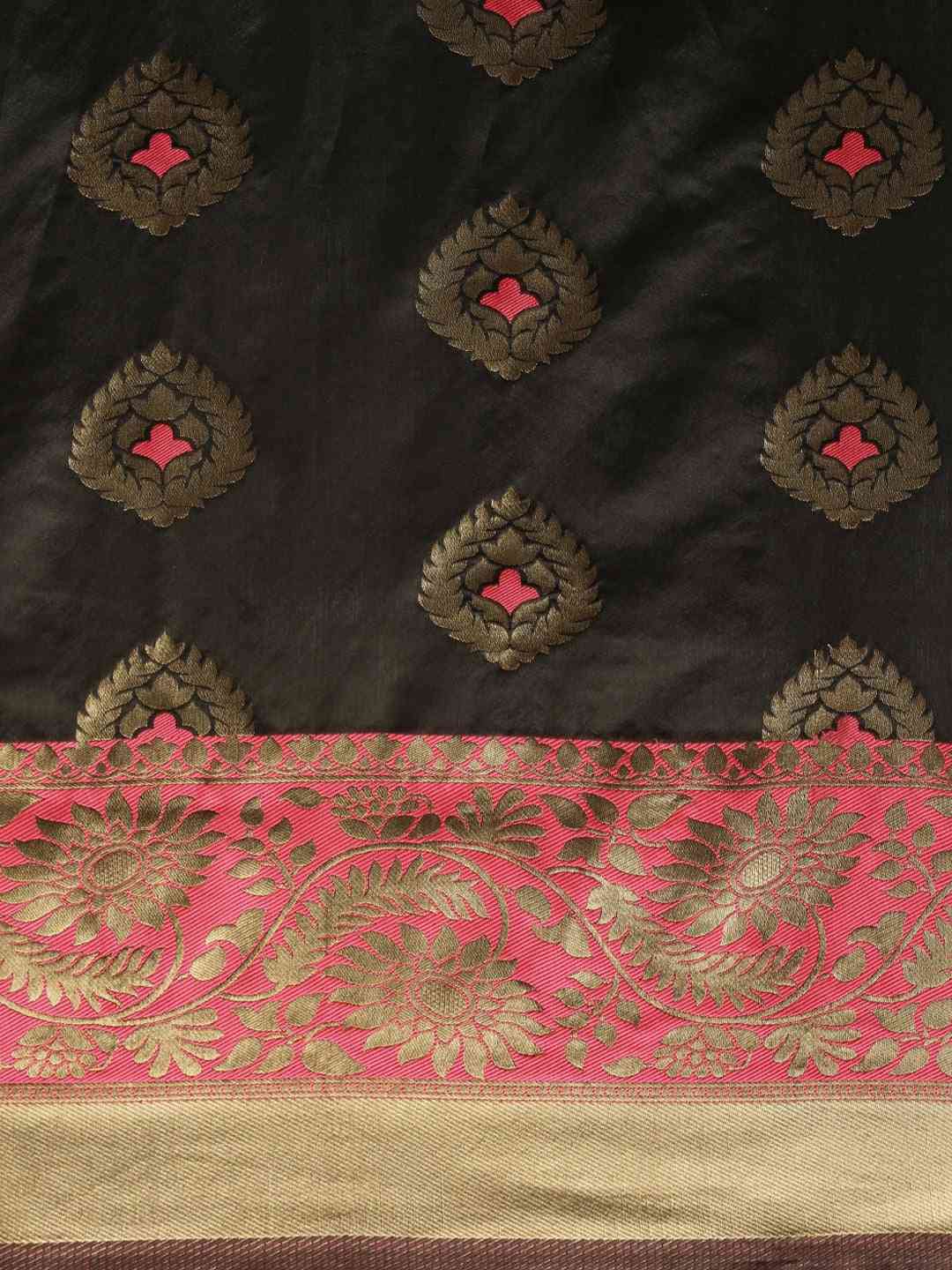 Banarasi Gajari Colour Woven Design With Zari Border Saree