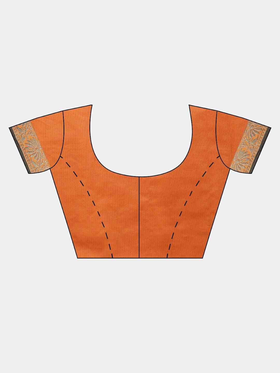 Banarasi Orange Colour With Zari Border Saree