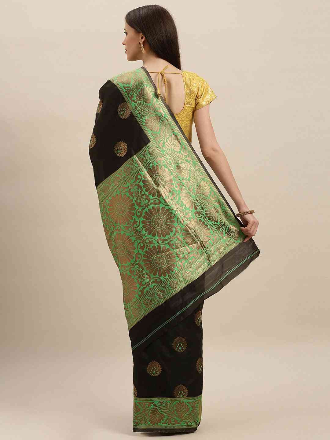 Banarasi Lime Colour With Zari Border Saree