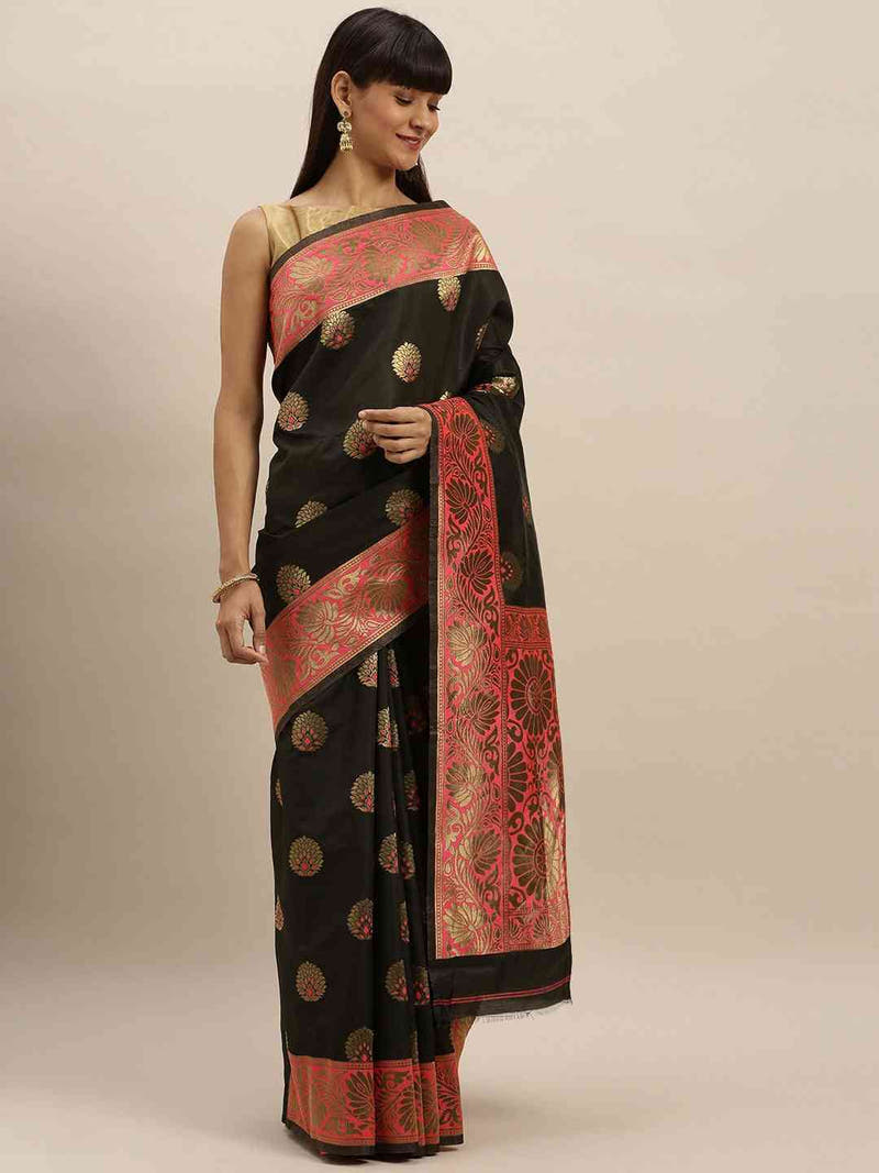 Banarasi Gajari Colour With Zari Border Saree