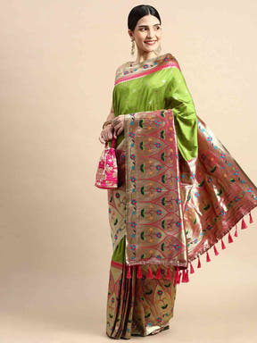 Yevla Paithani Minakari Silk Saree