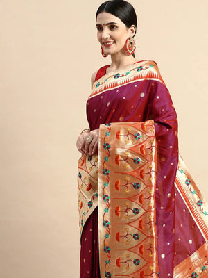 Exquisite Yevla Paithani Minakari Work Silk Saree
