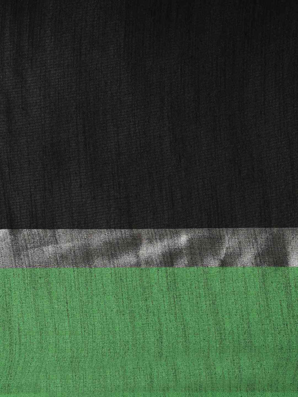 Elegant Black Colour Solid Linen Blend Saree With Zari Border