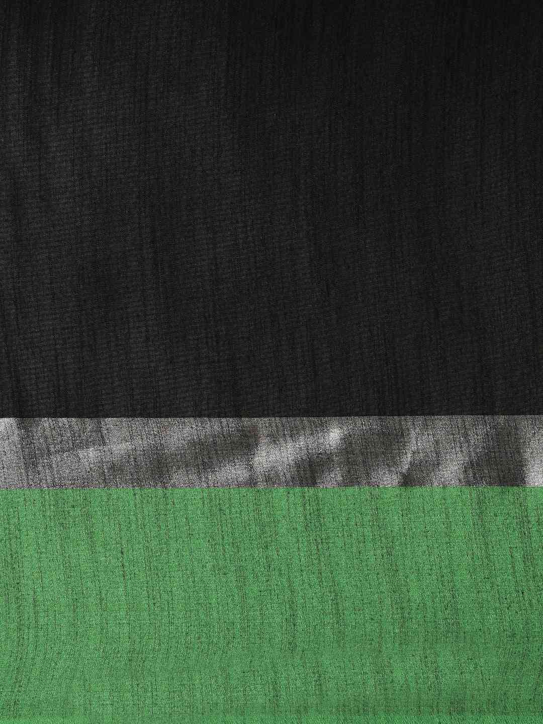 Elegant Black Colour Solid Linen Blend Saree With Zari Border