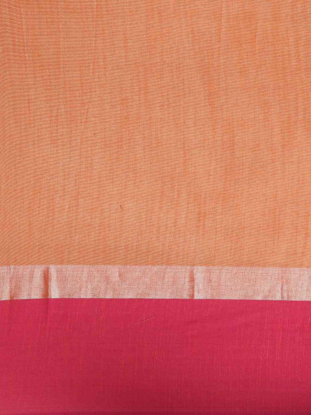 Elegant Orange Colour Solid Linen Blend Saree With Zari Border