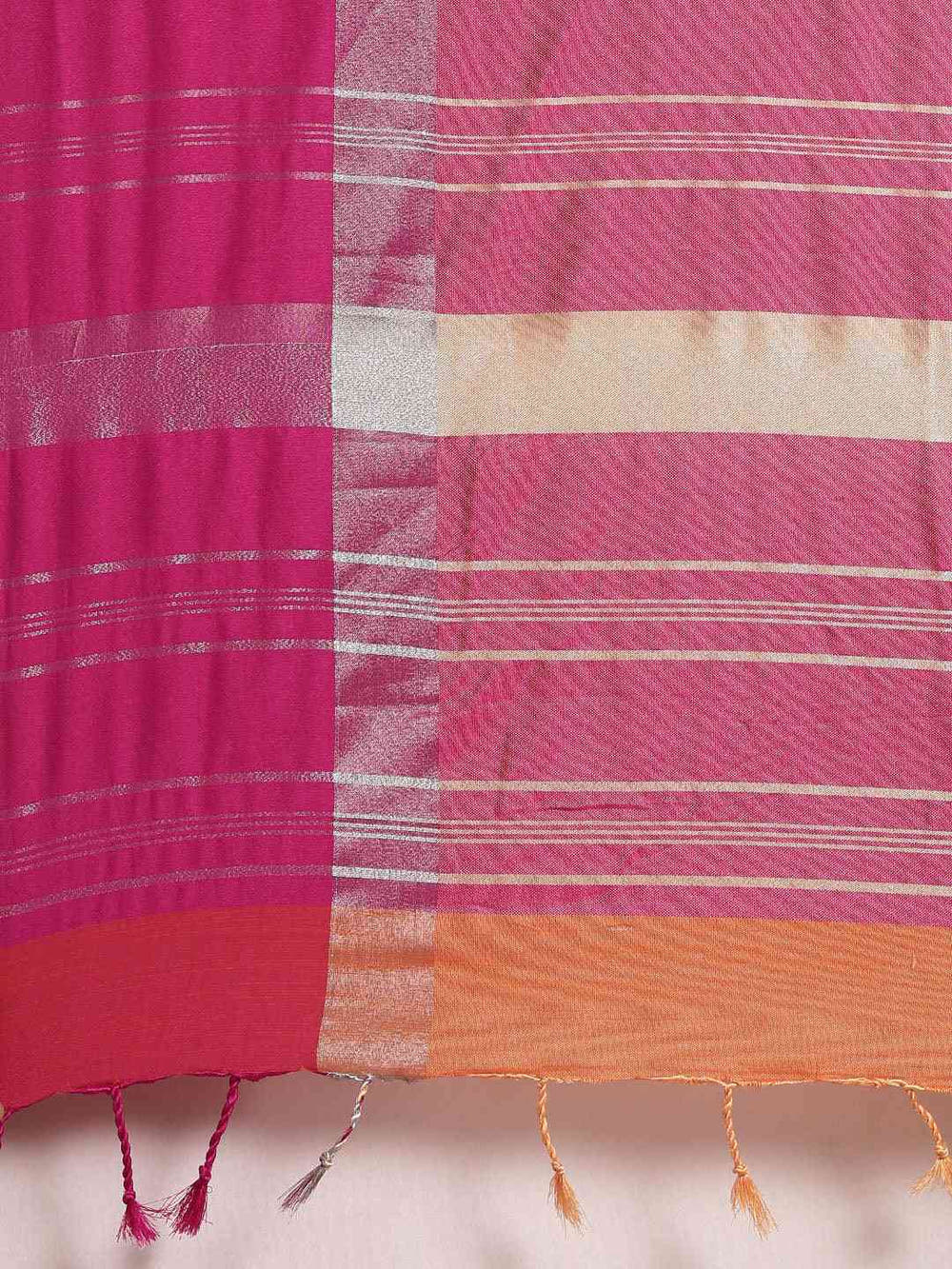 Elegant Orange Colour Solid Linen Blend Saree With Zari Border
