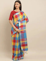 Stylish Checked Red Colour Zari Work