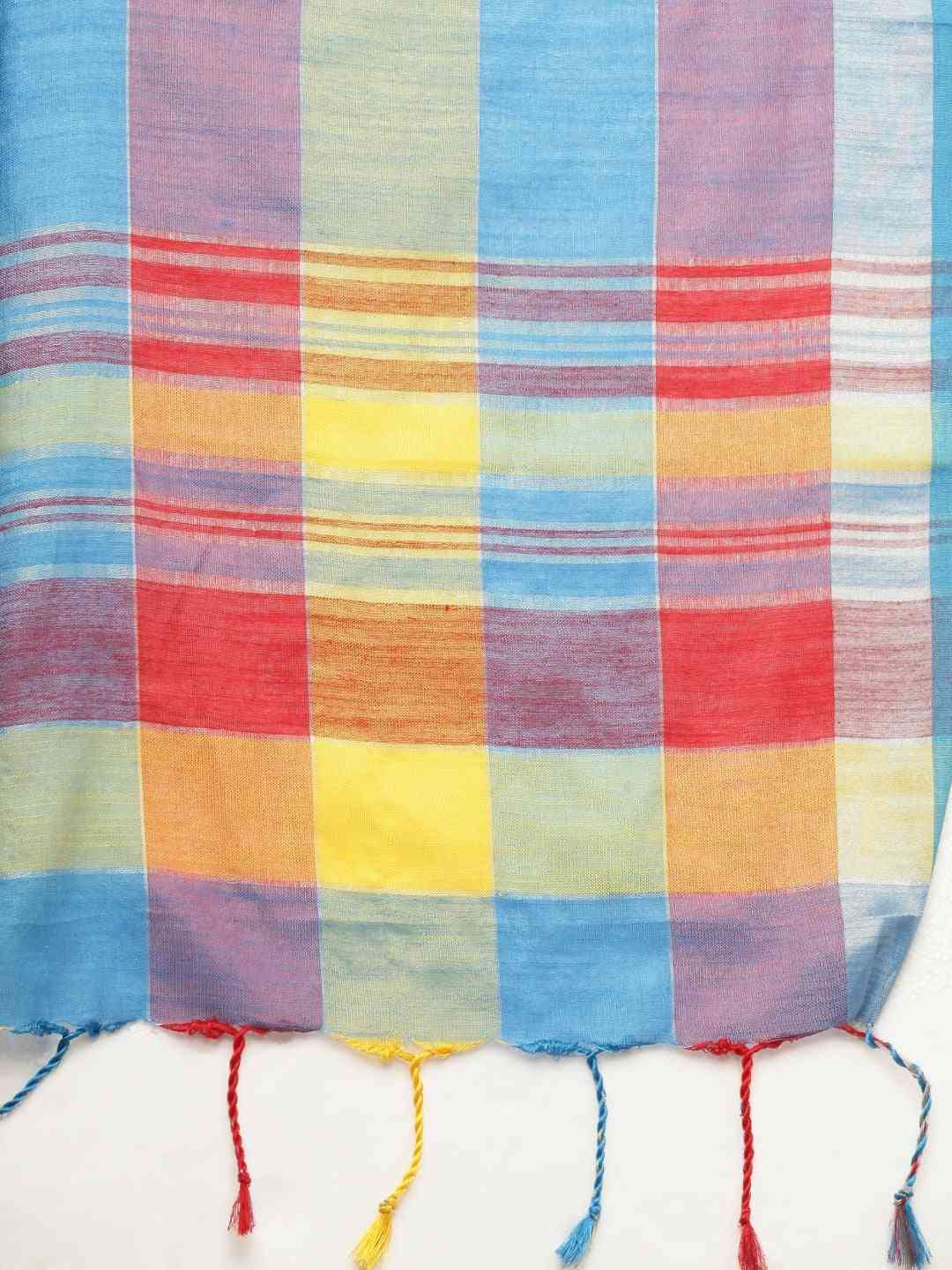 Stylish Checked Red Colour Zari Work