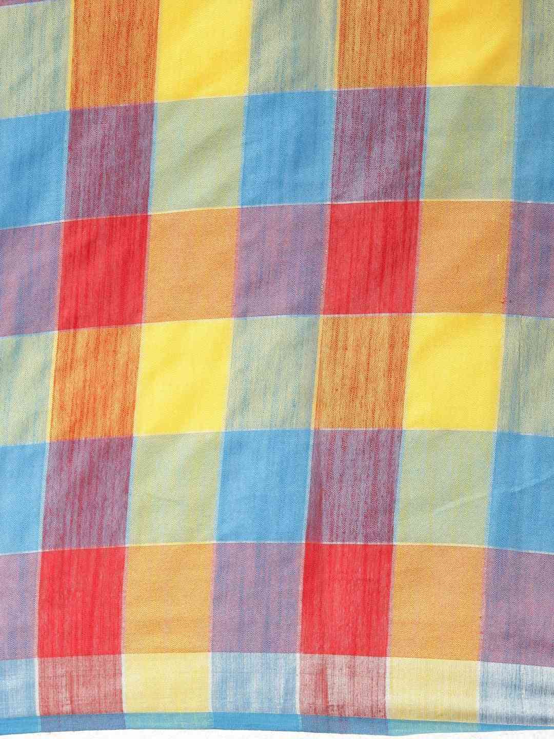 Stylish Checked Red Colour Zari Work