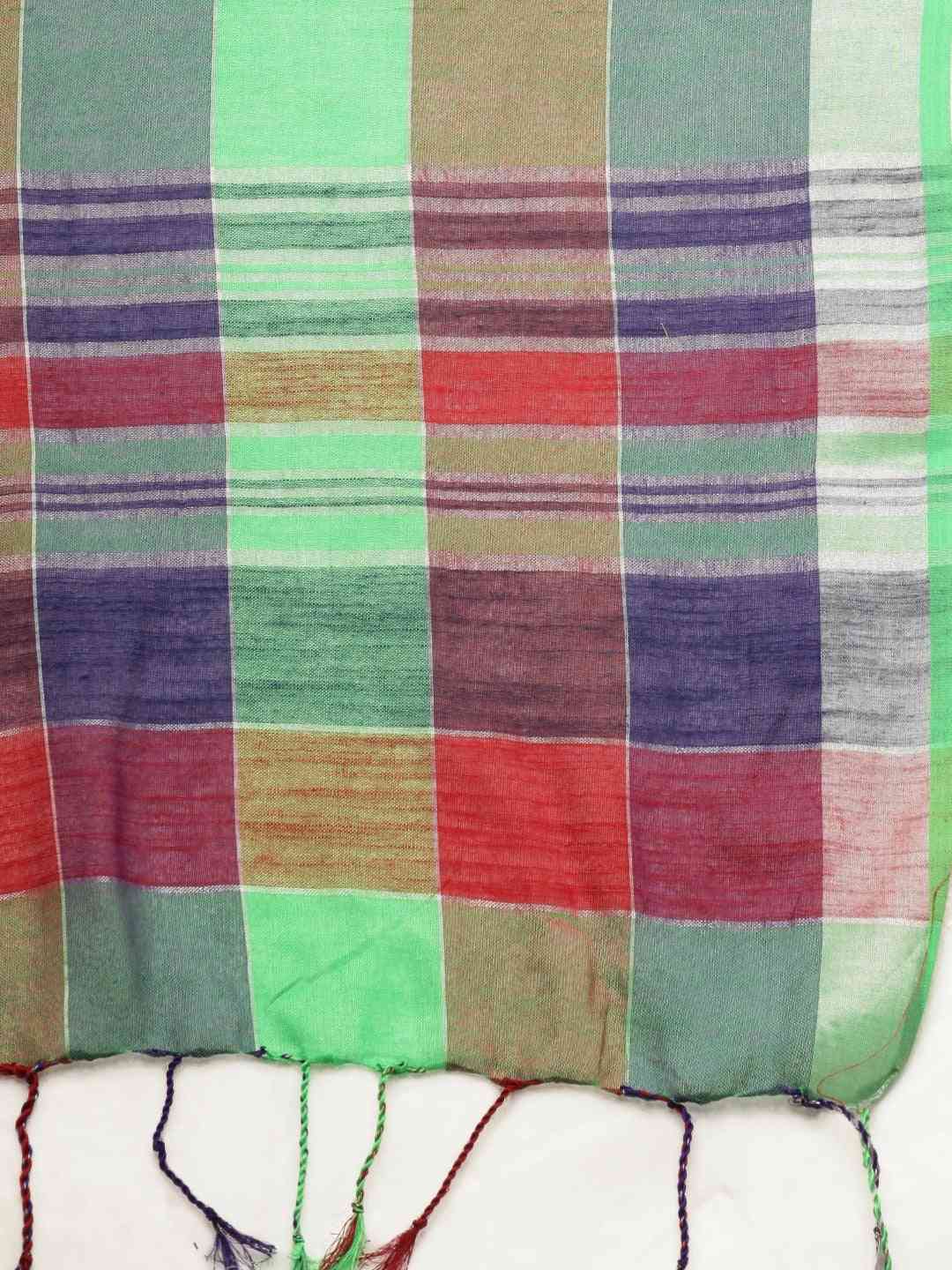 Stylish Checked Green Colour Zari Work