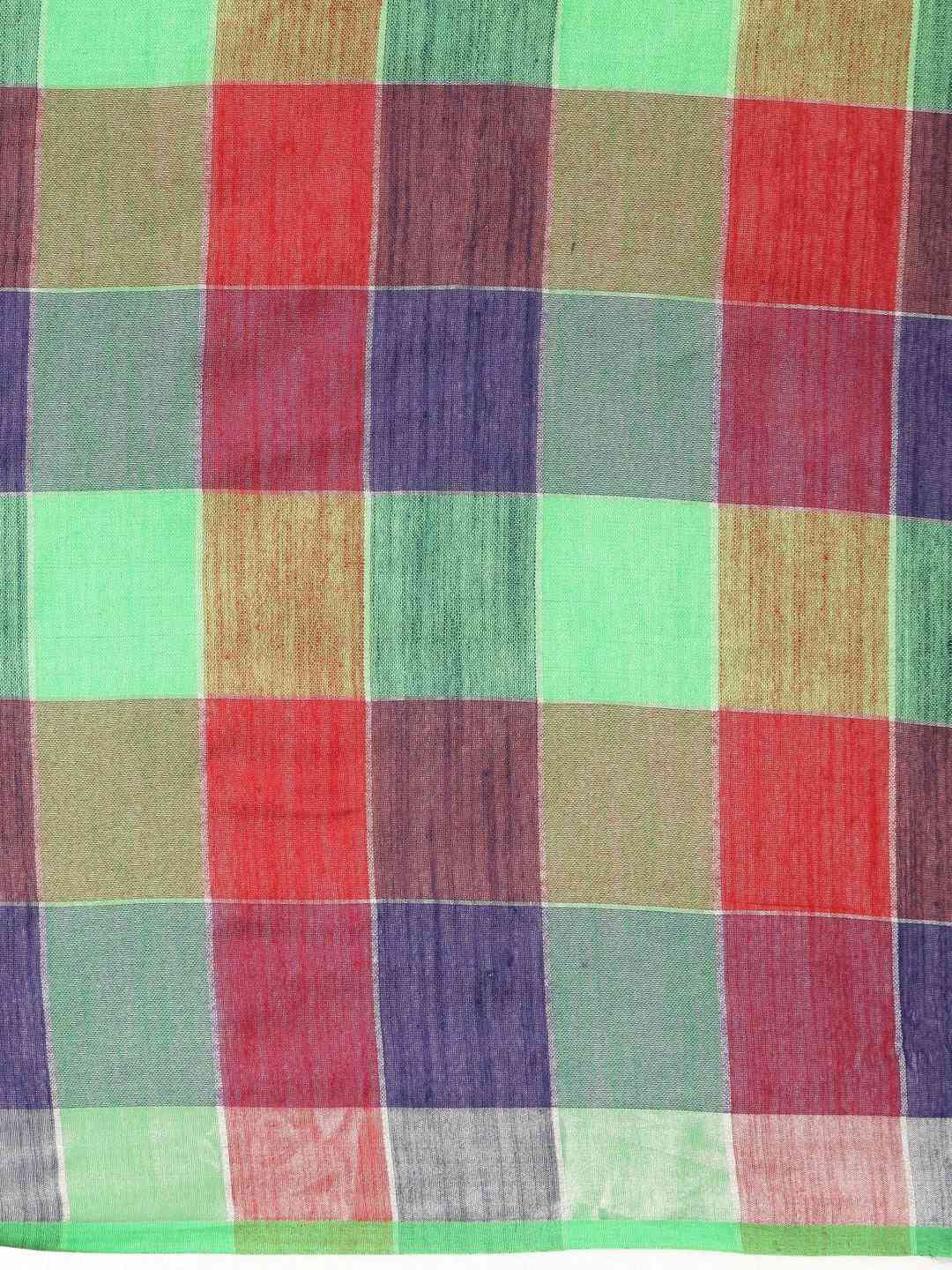 Stylish Checked Green Colour Zari Work