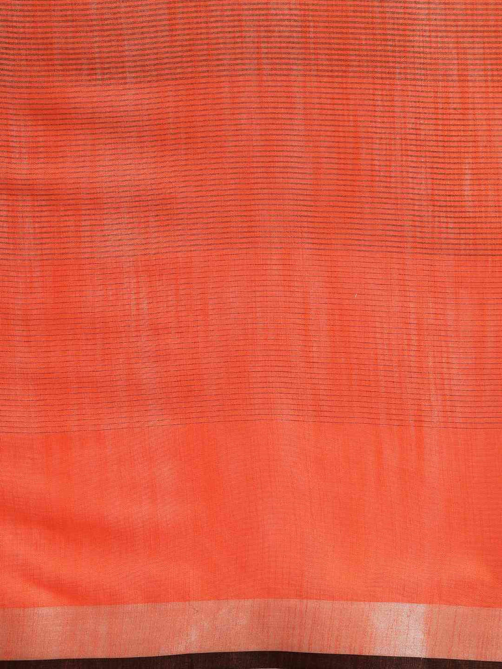 Stylish Striped Orange Colour Linen Blend Saree